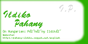 ildiko pahany business card